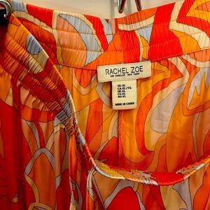 Pink and orange flowing wide legged lightweight rayon pants, Rachel Zoe xl